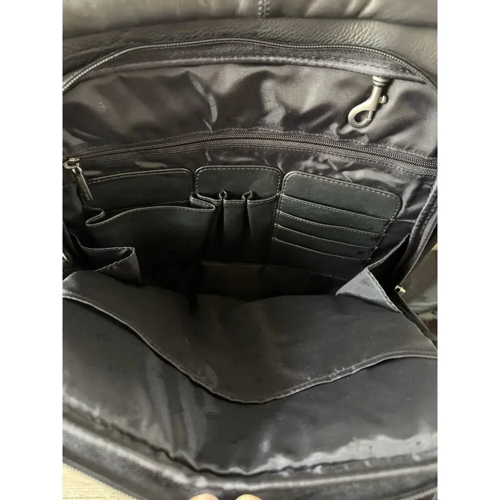 Kenneth Cole Matrix Leather Laptop Backpack Briefcase Messenger Black w/Dust Bag